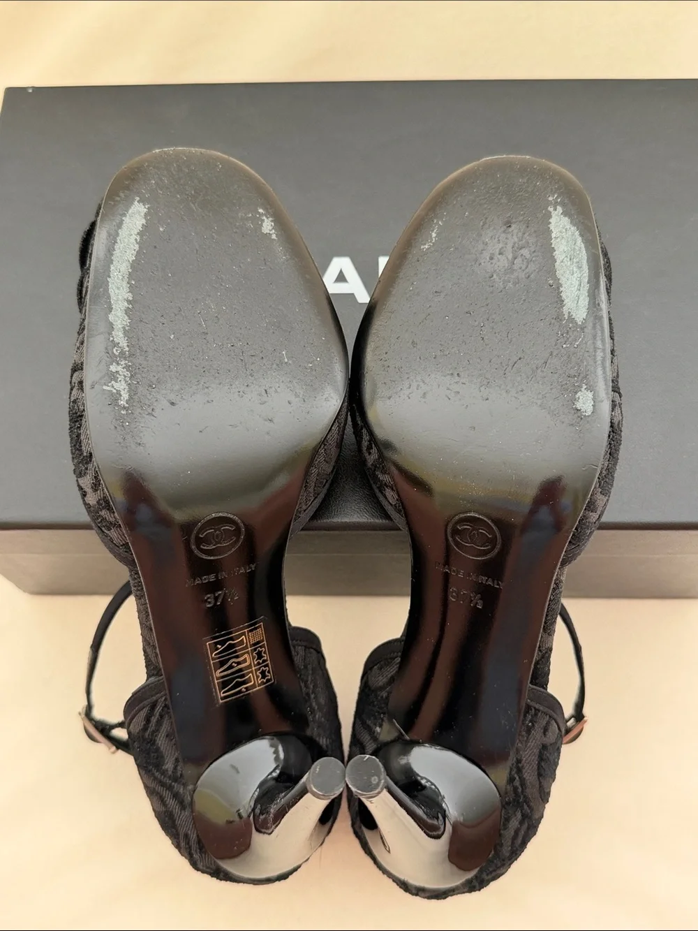 CHANEL Black Camellia Heel